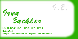 irma backler business card